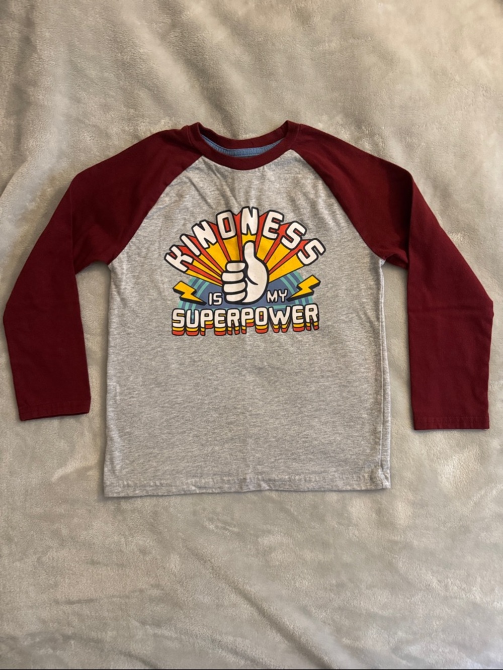 Garanimals Gray & Burgundy Raglan 'Kindness Is My Superpower' Tee